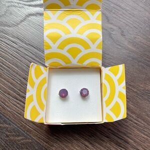 Origami Owl Cyclamen Opal (Plum/Purple) Silver Stud Earrings NIB